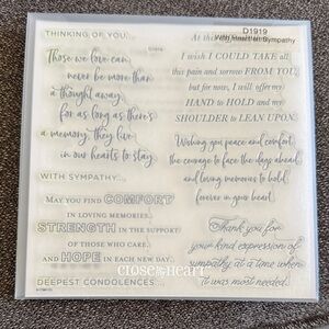 Close To My Heart Sympathy Sentiment Clear Stamp Set - Cream & Gray